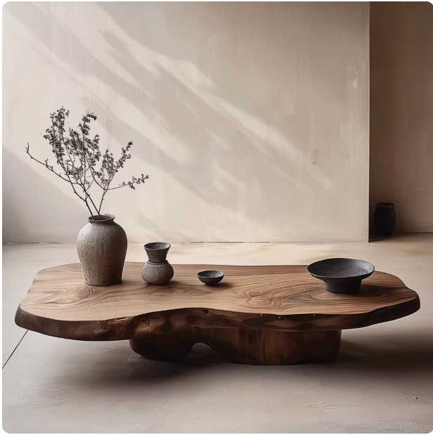 侘寂风实木茶几自然随形原生态茶桌
