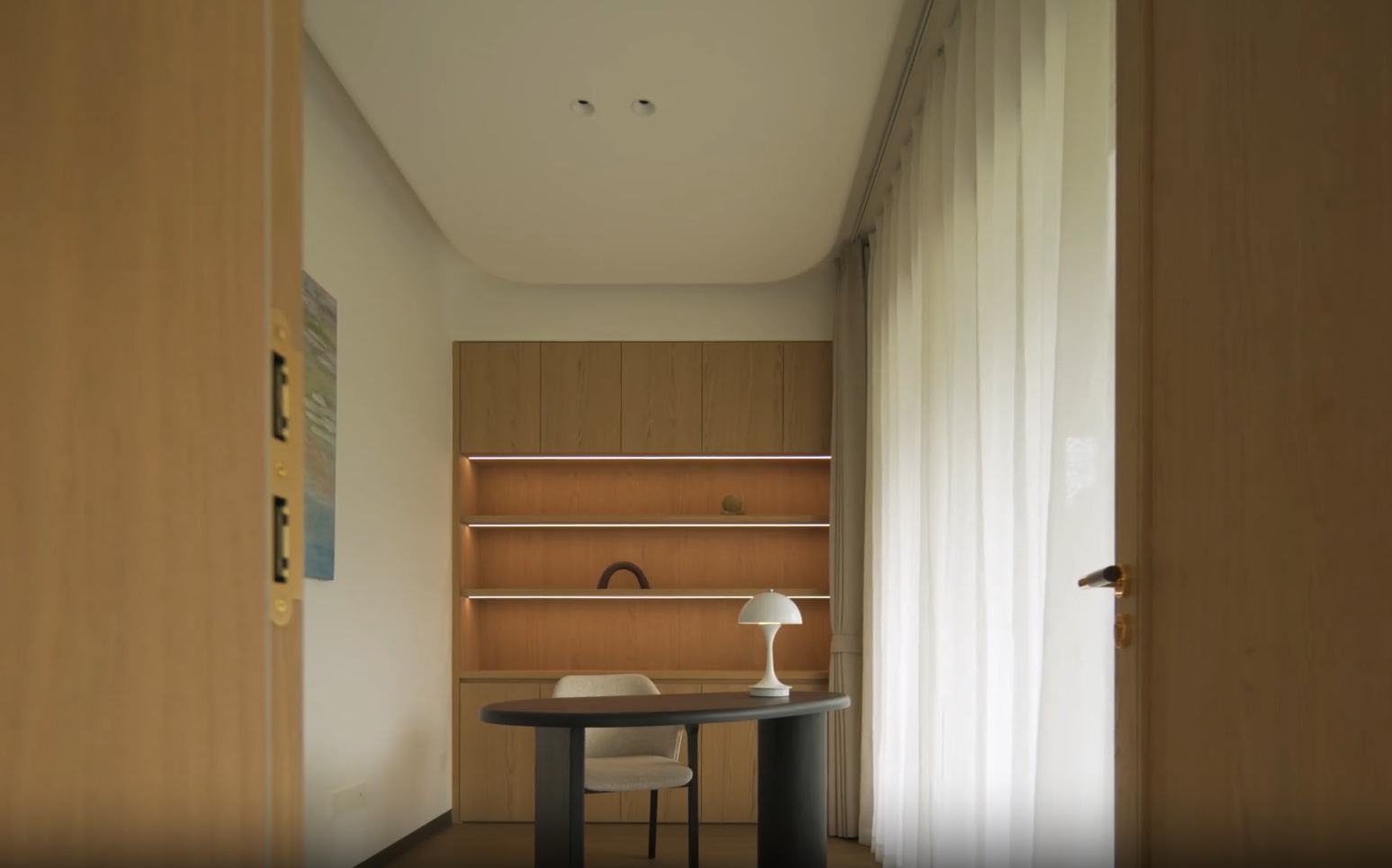 极简原木书房壁挂书架工作台