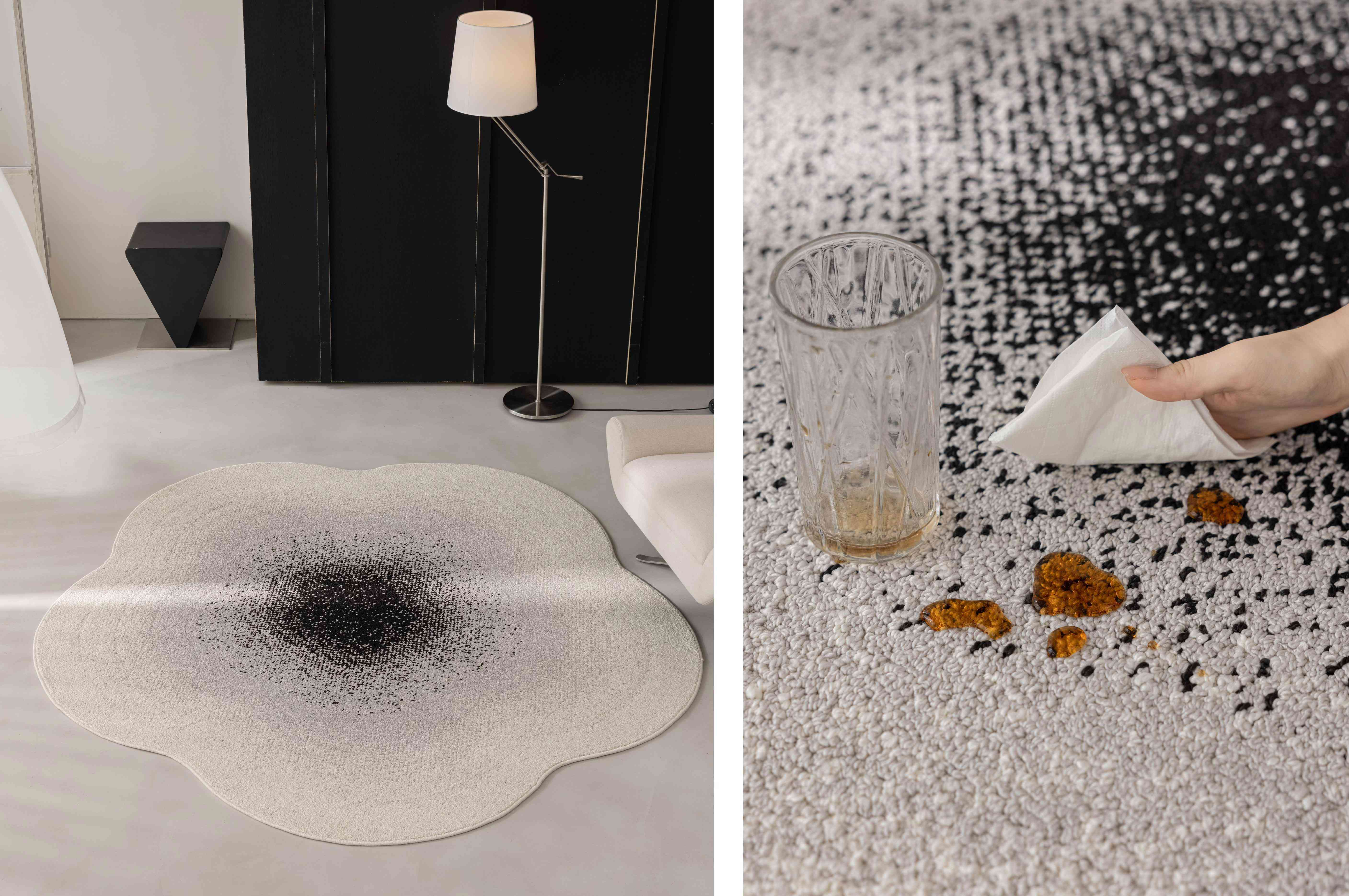 水墨晕染花朵异形防水地毯