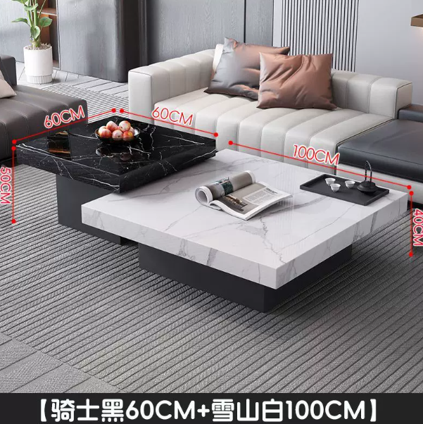 轻奢岩板茶几现代简约客厅家用2026新款小户型高级感可移动极简桌