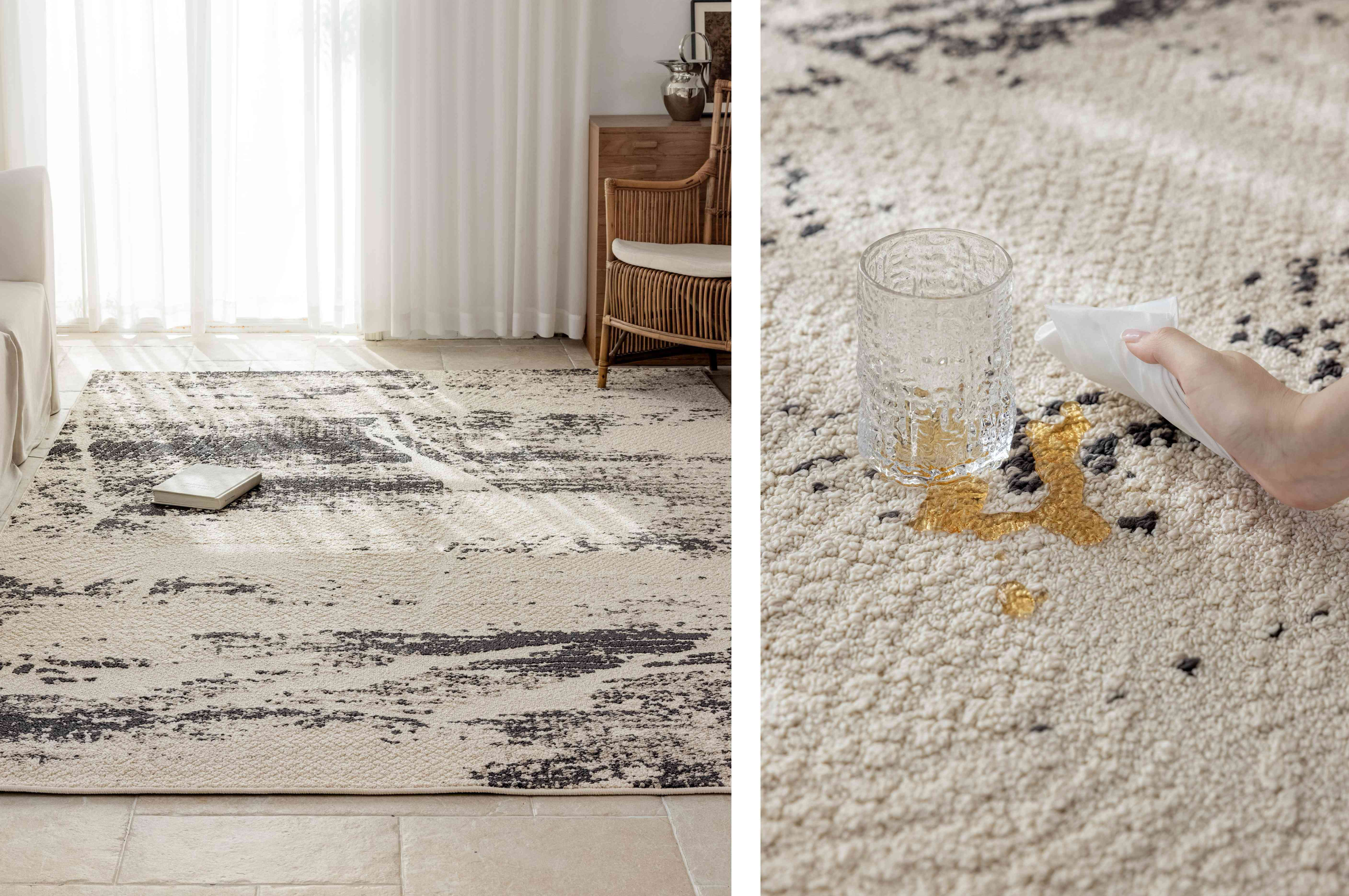 水墨笔触抽象长方形防水地毯