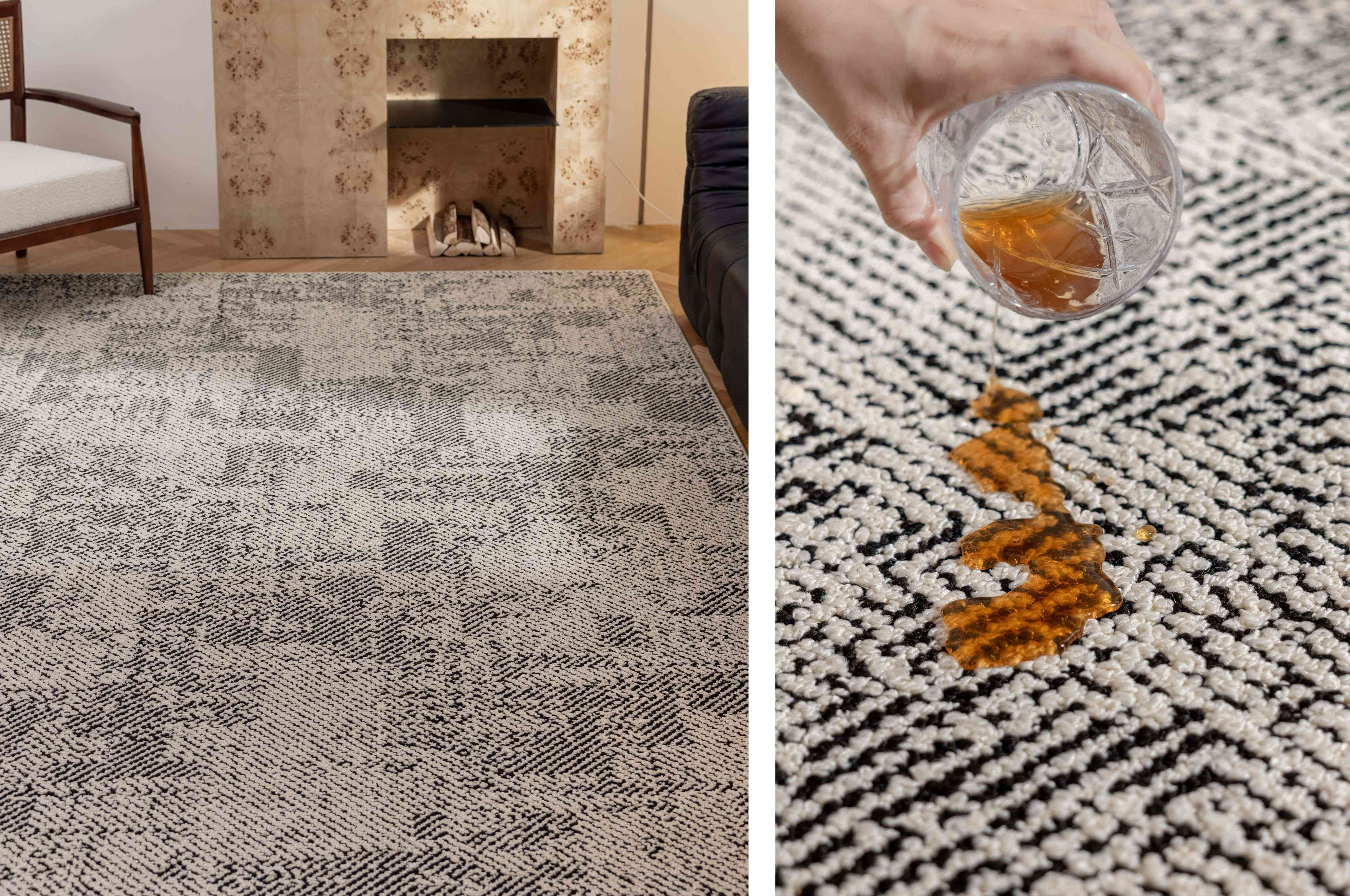 复古做旧灰色拼接纹防水地毯