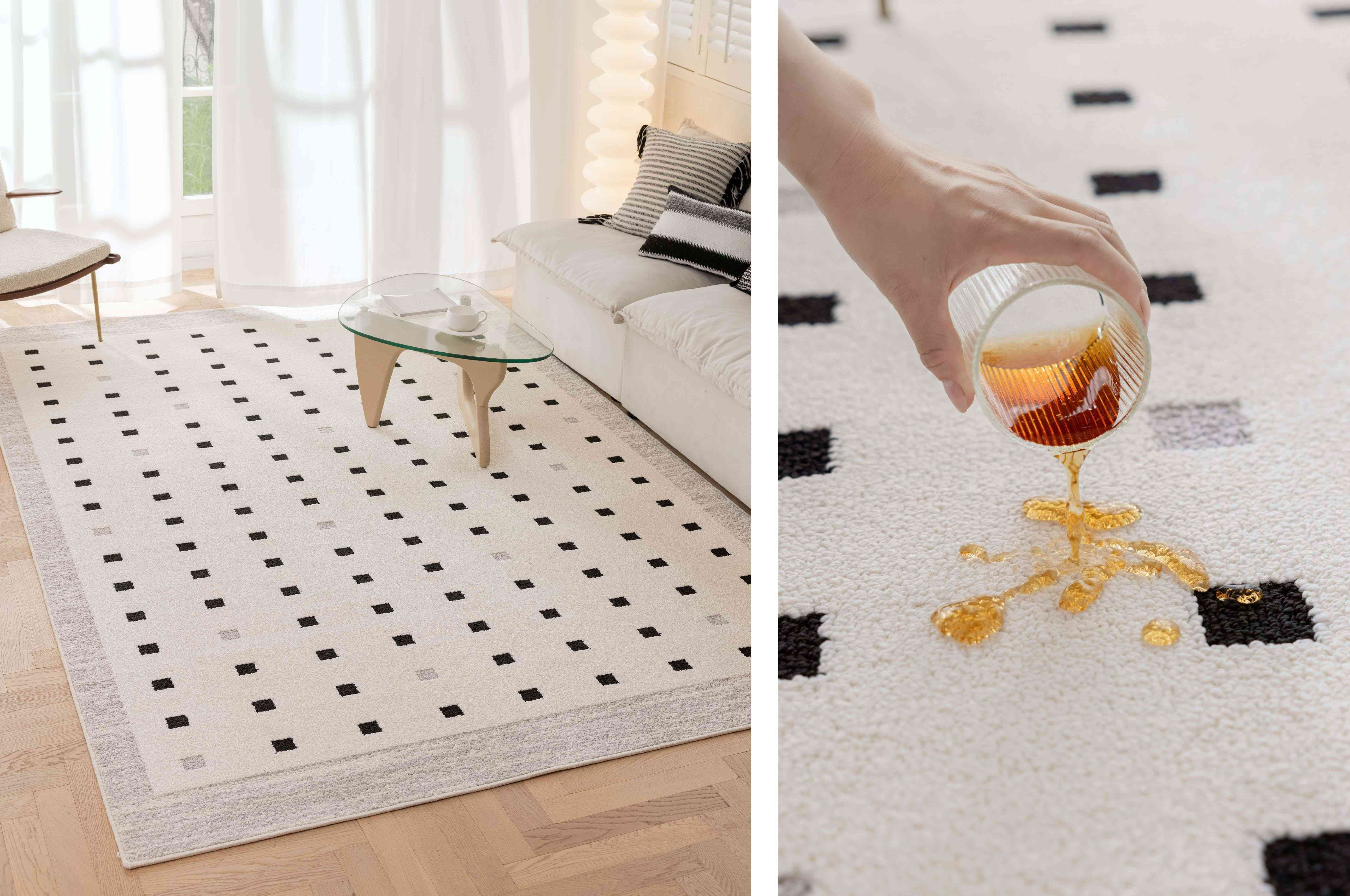 白底彩色小方块散点防水地毯