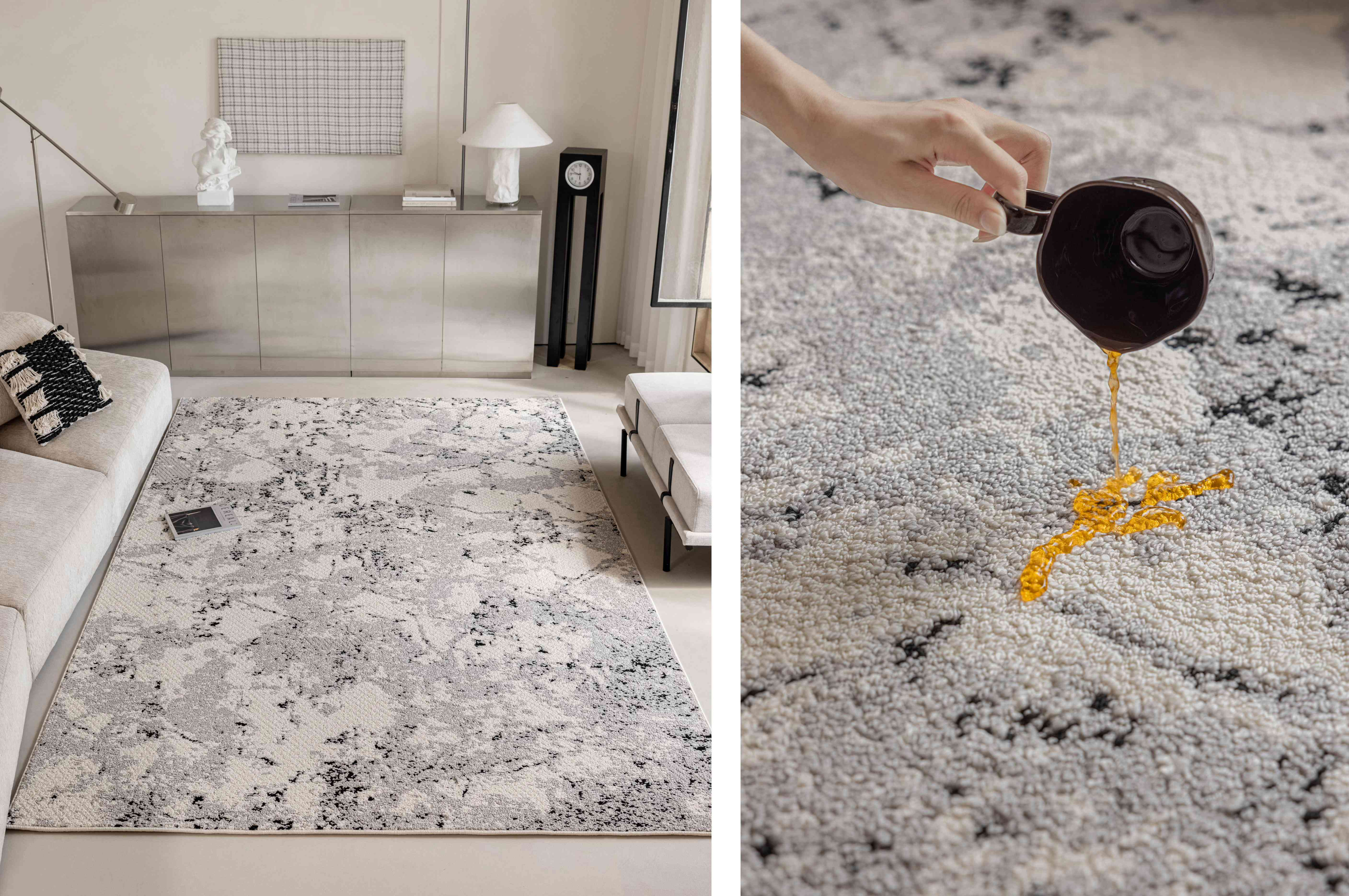 灰白大理石纹理防水地毯