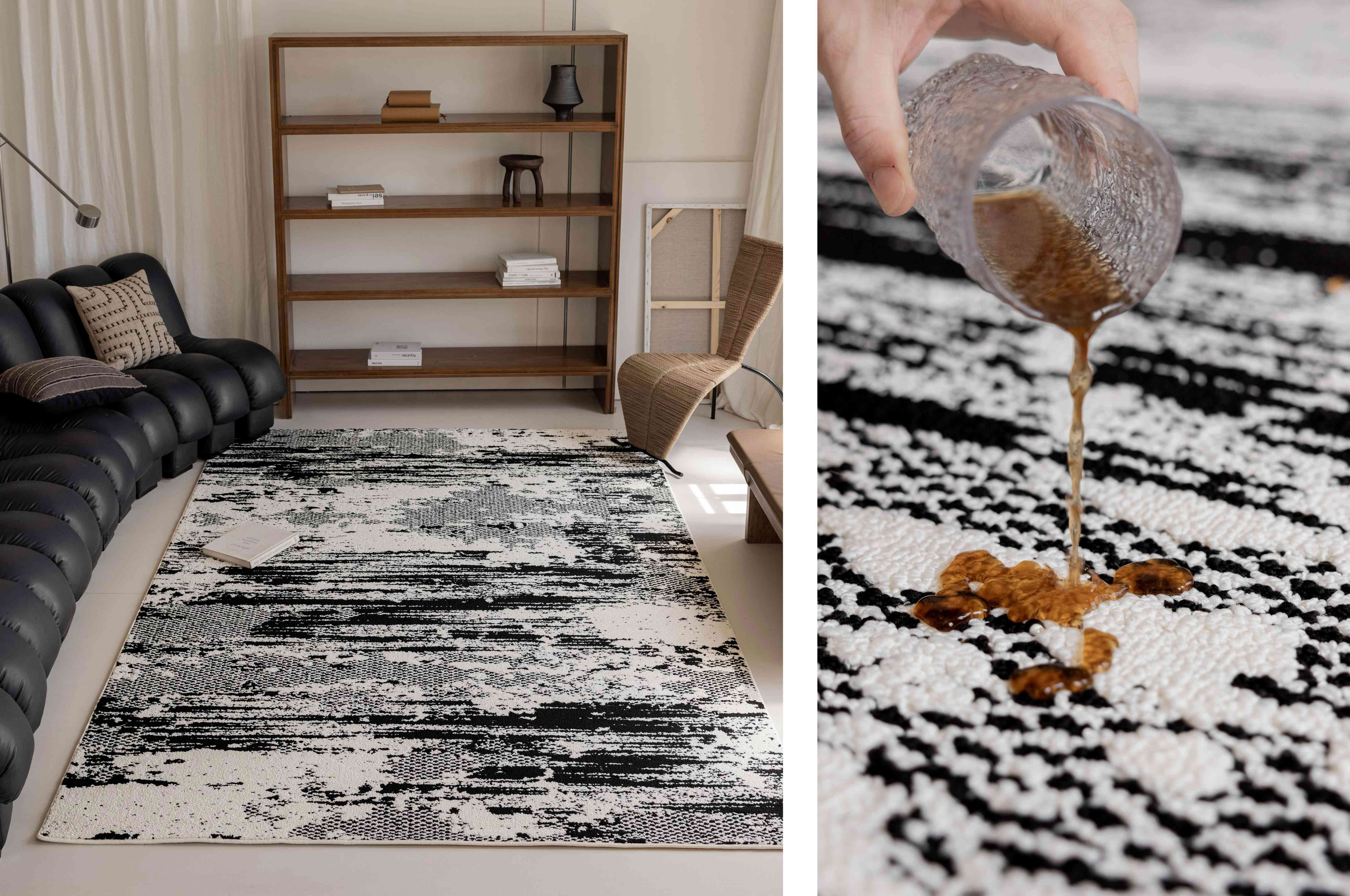 都市水墨黑白抽象防水地毯