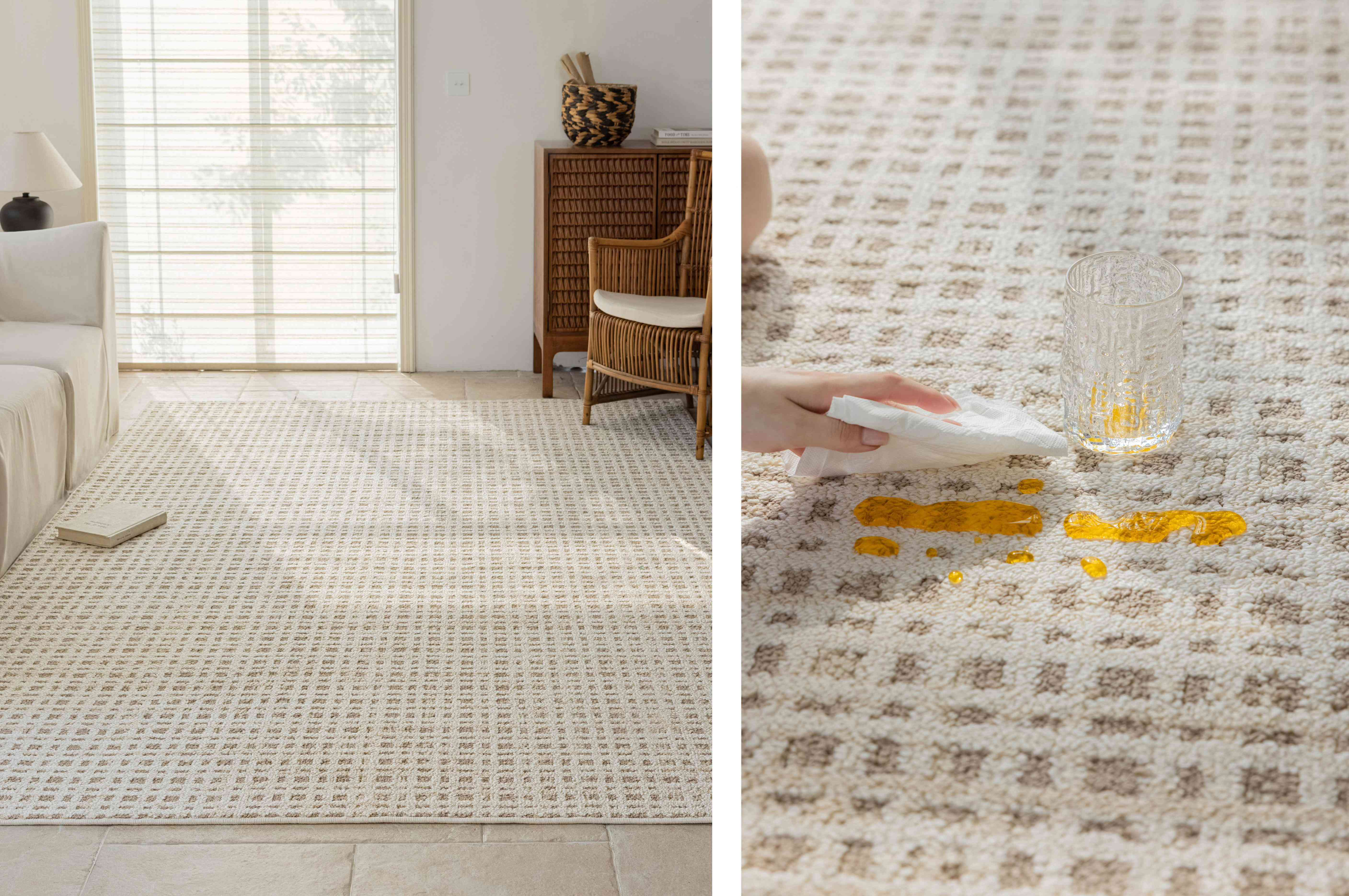 奶油色编织纹理防水地毯