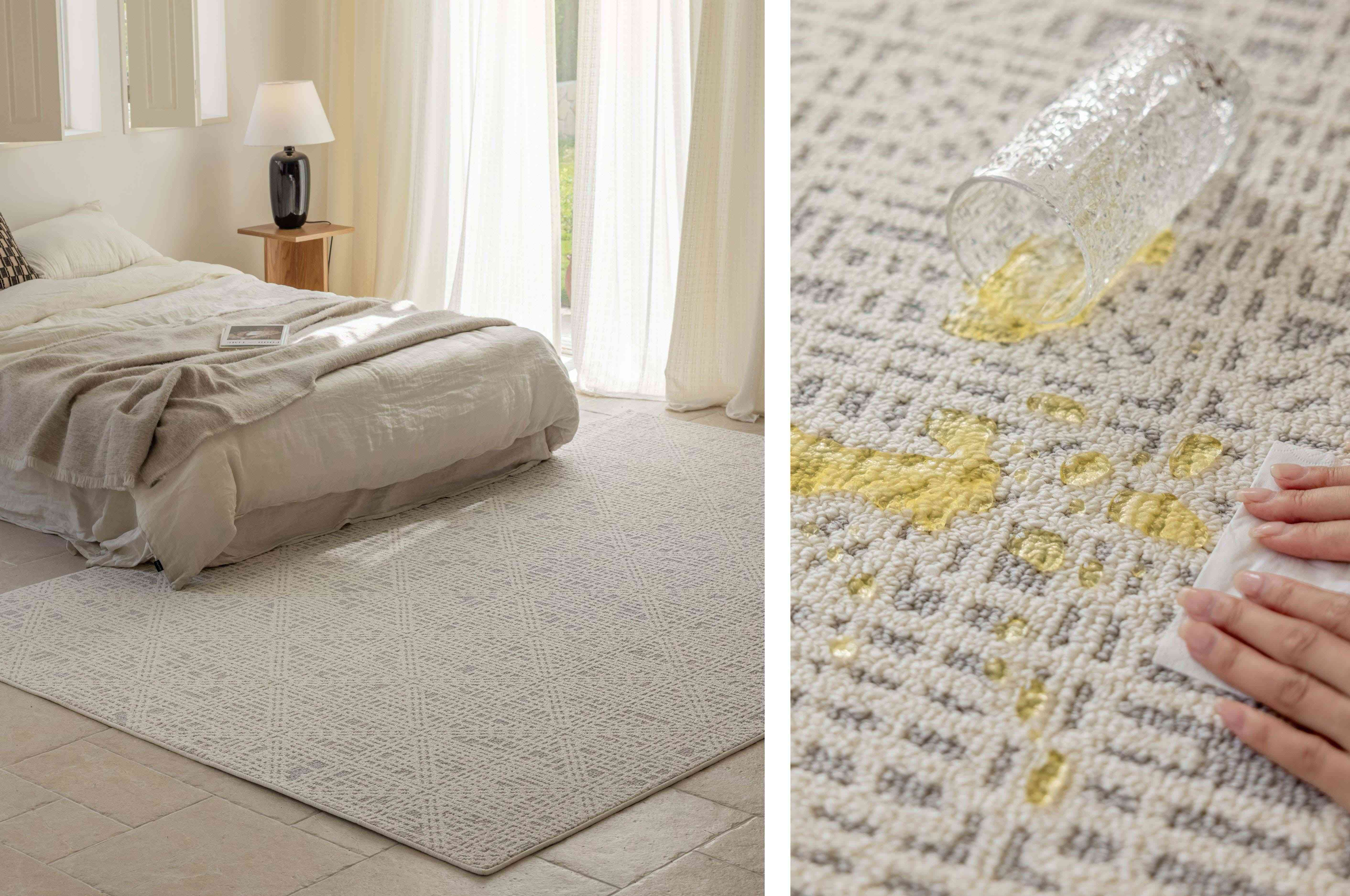 菱形暗纹米灰卧室防水地毯