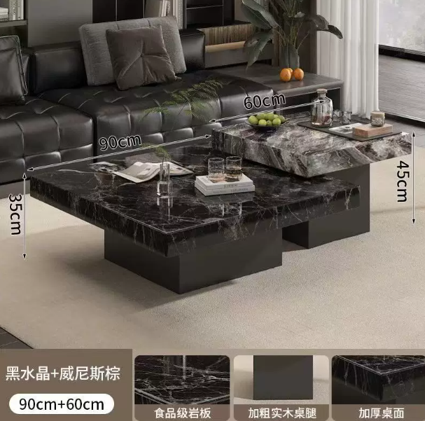 轻奢岩板茶几现代简约客厅家用2026新款小户型高级感可移动极简桌