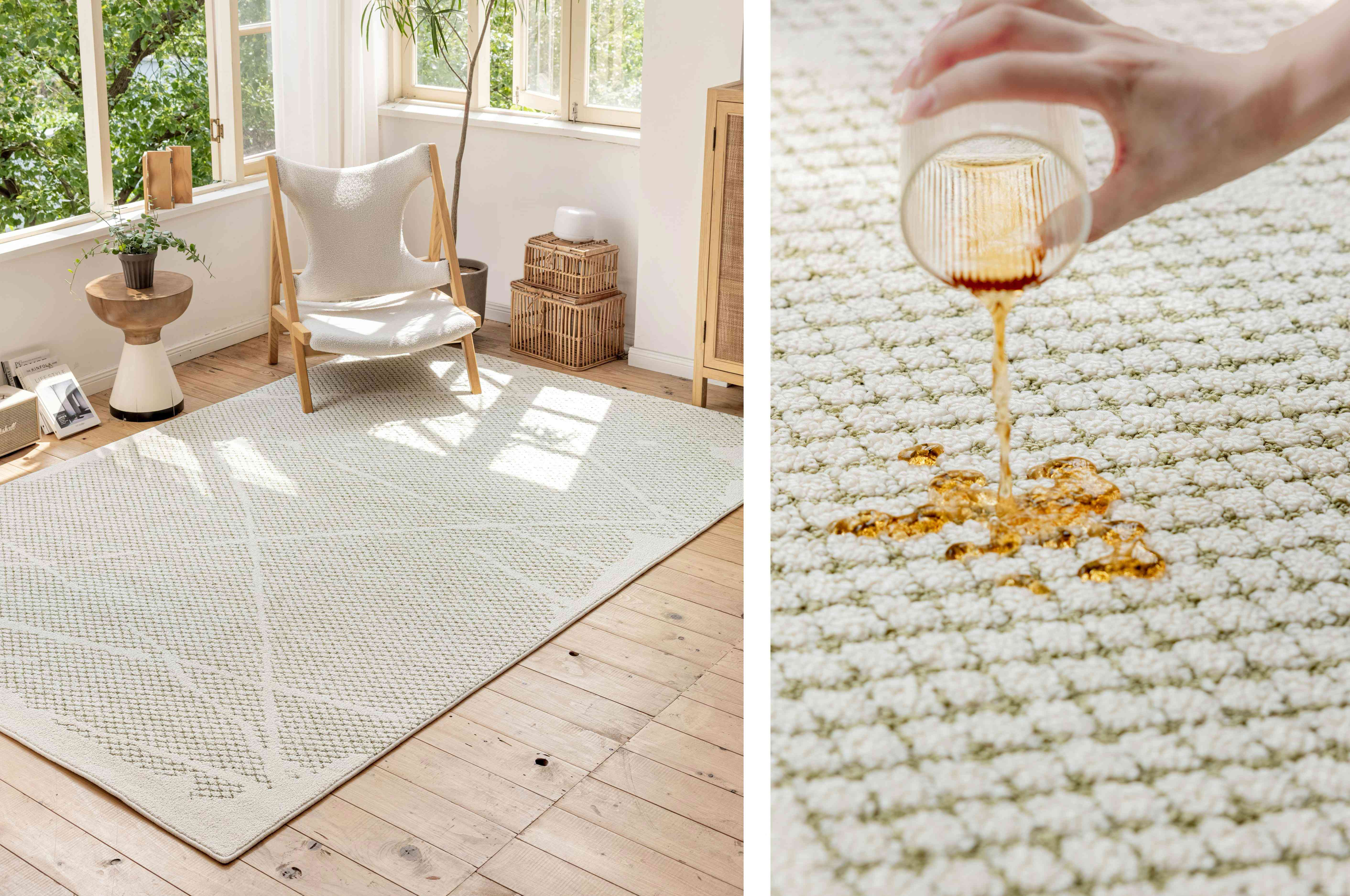 几何叶脉线条薄荷绿防水地毯