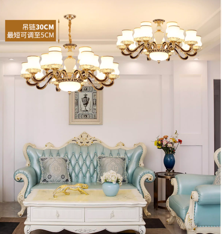欧式锌合金玉石吊灯 可调节款