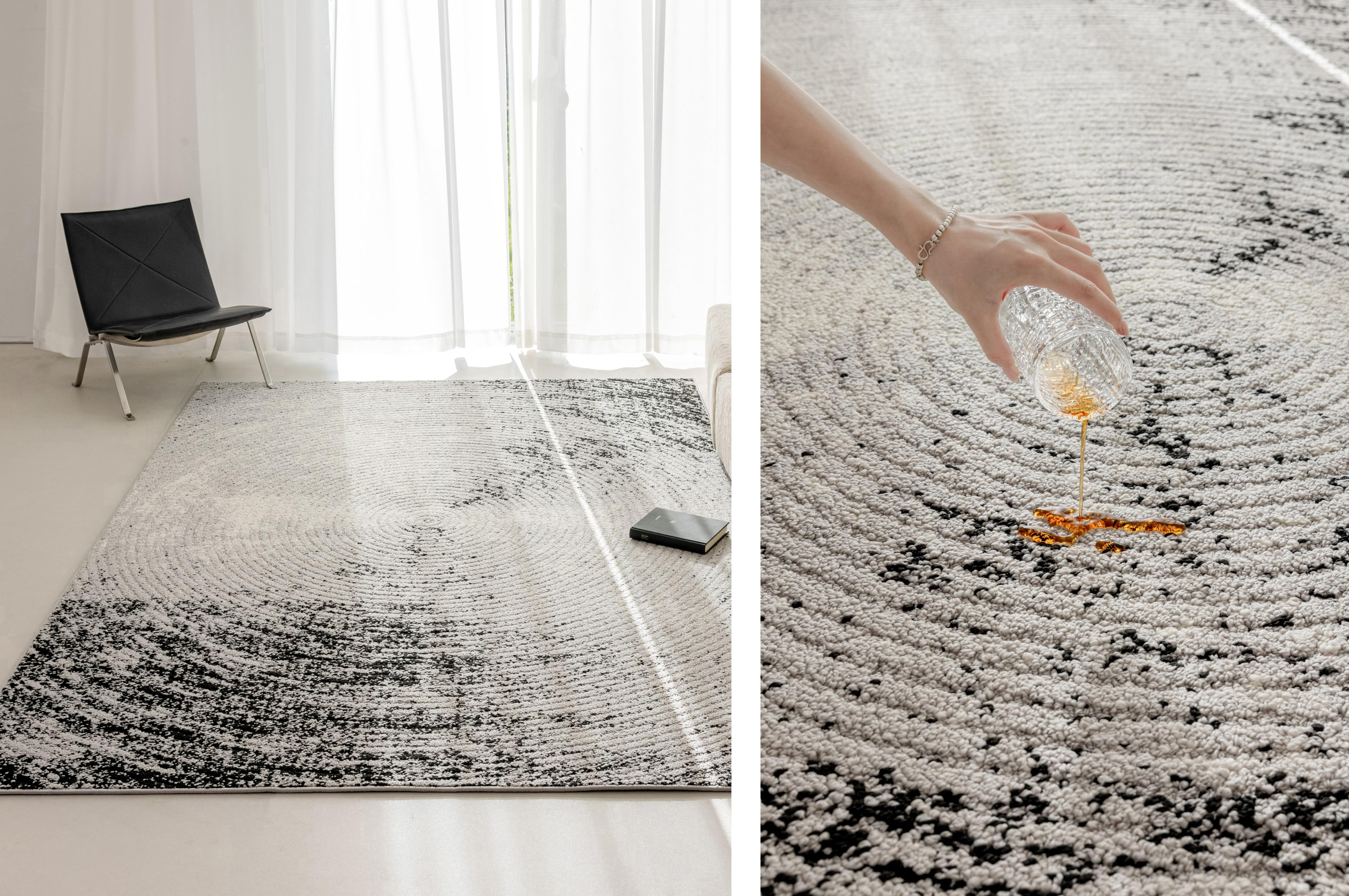 黑白年轮漩涡纹防水地毯