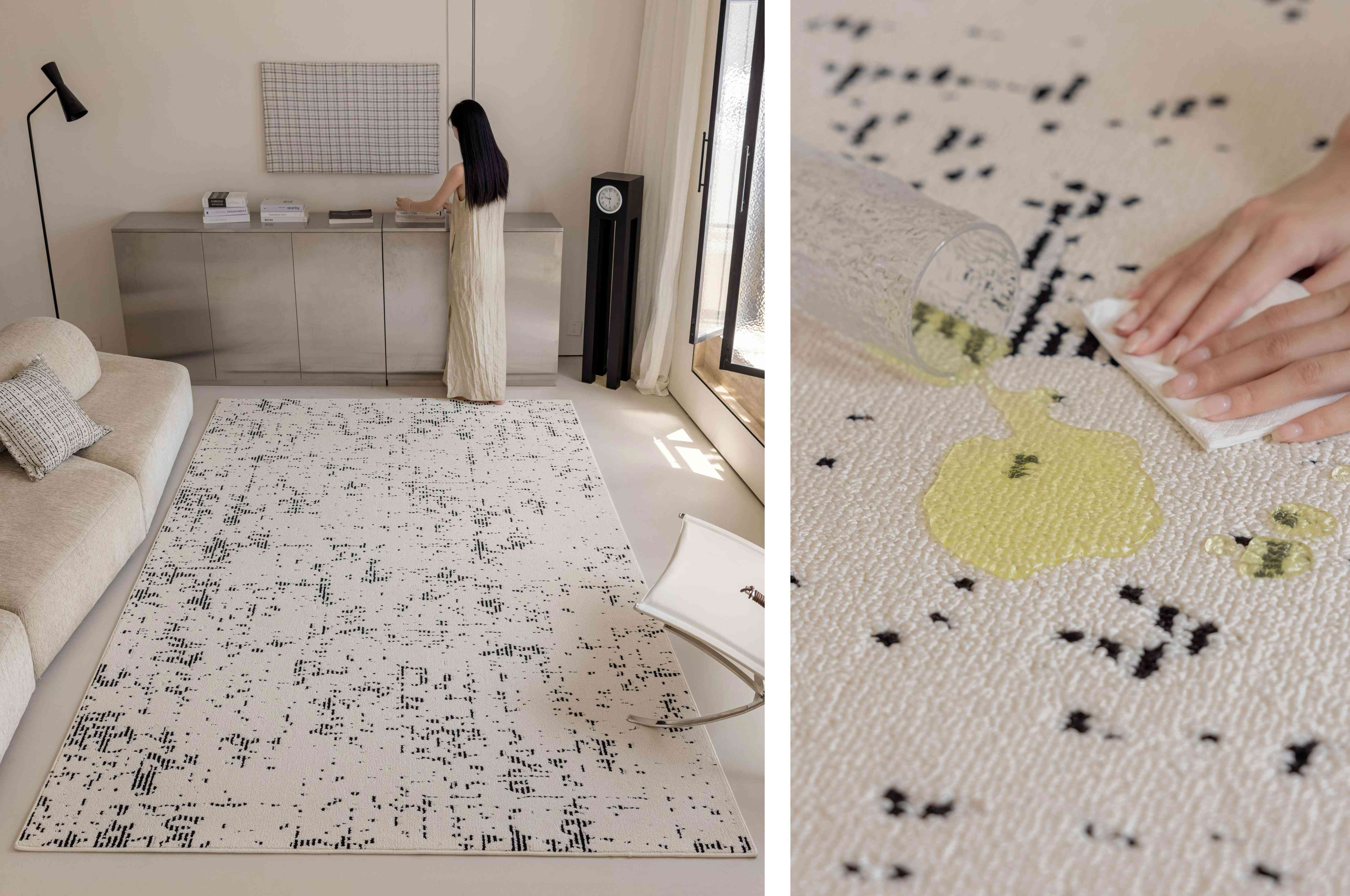 像素点阵抽象黑白防水地毯