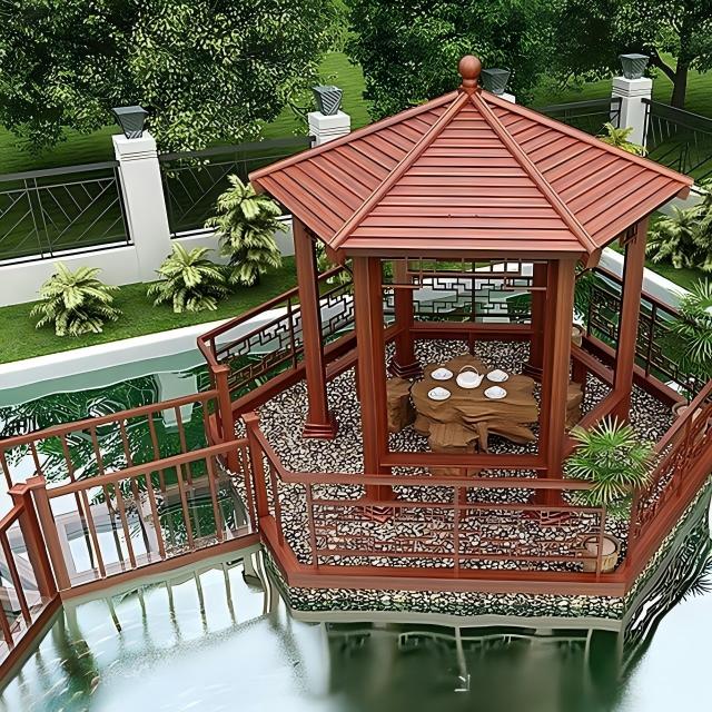 六角水畔中式茶亭