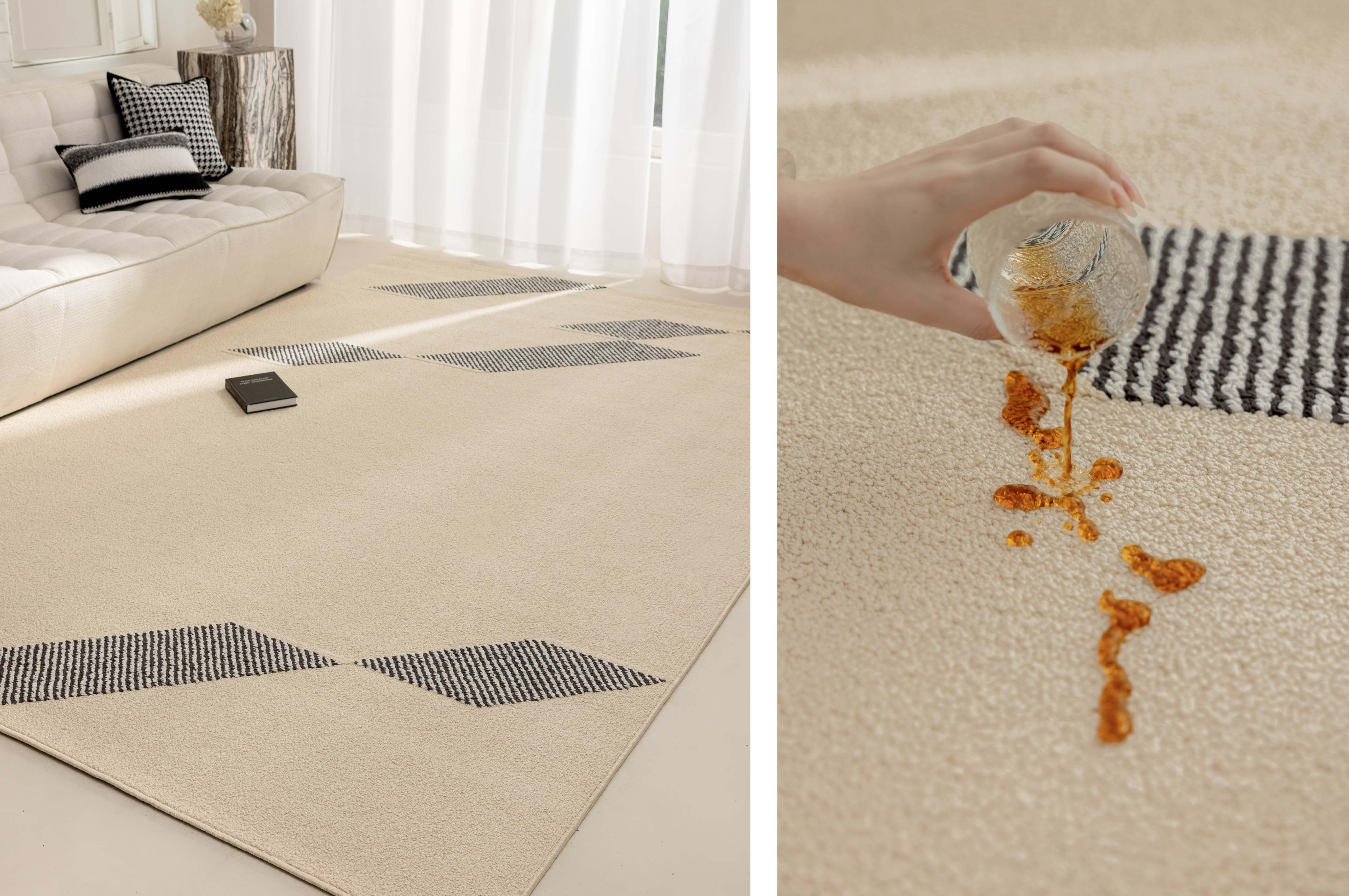 米色几何抽象色块防水地毯