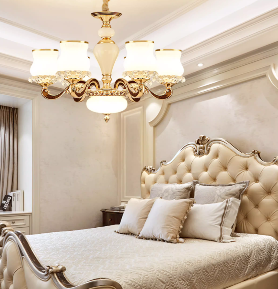 欧式锌合金玉石吊灯 卧室款