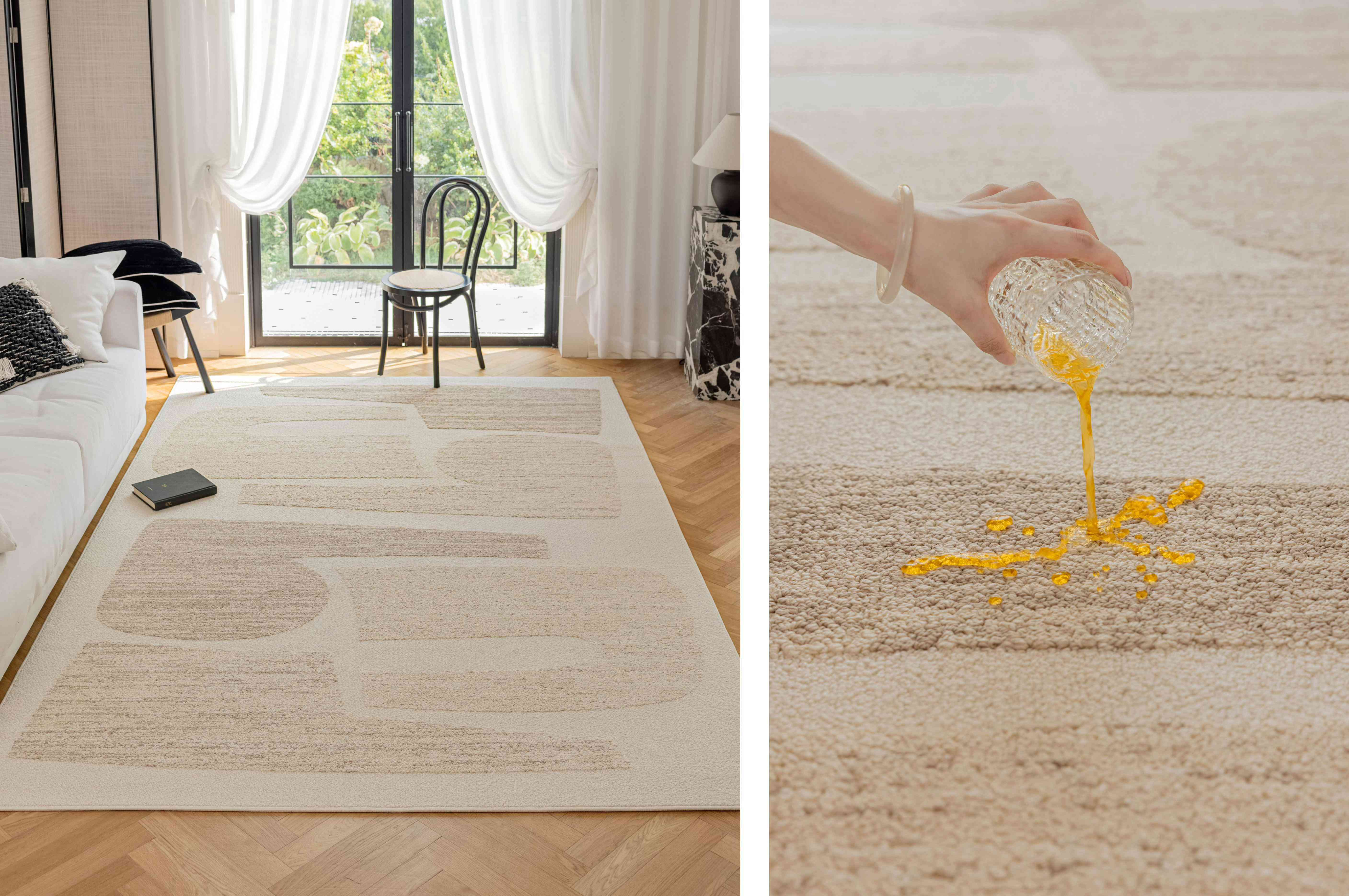 奶油色抽象有机形态防水地毯