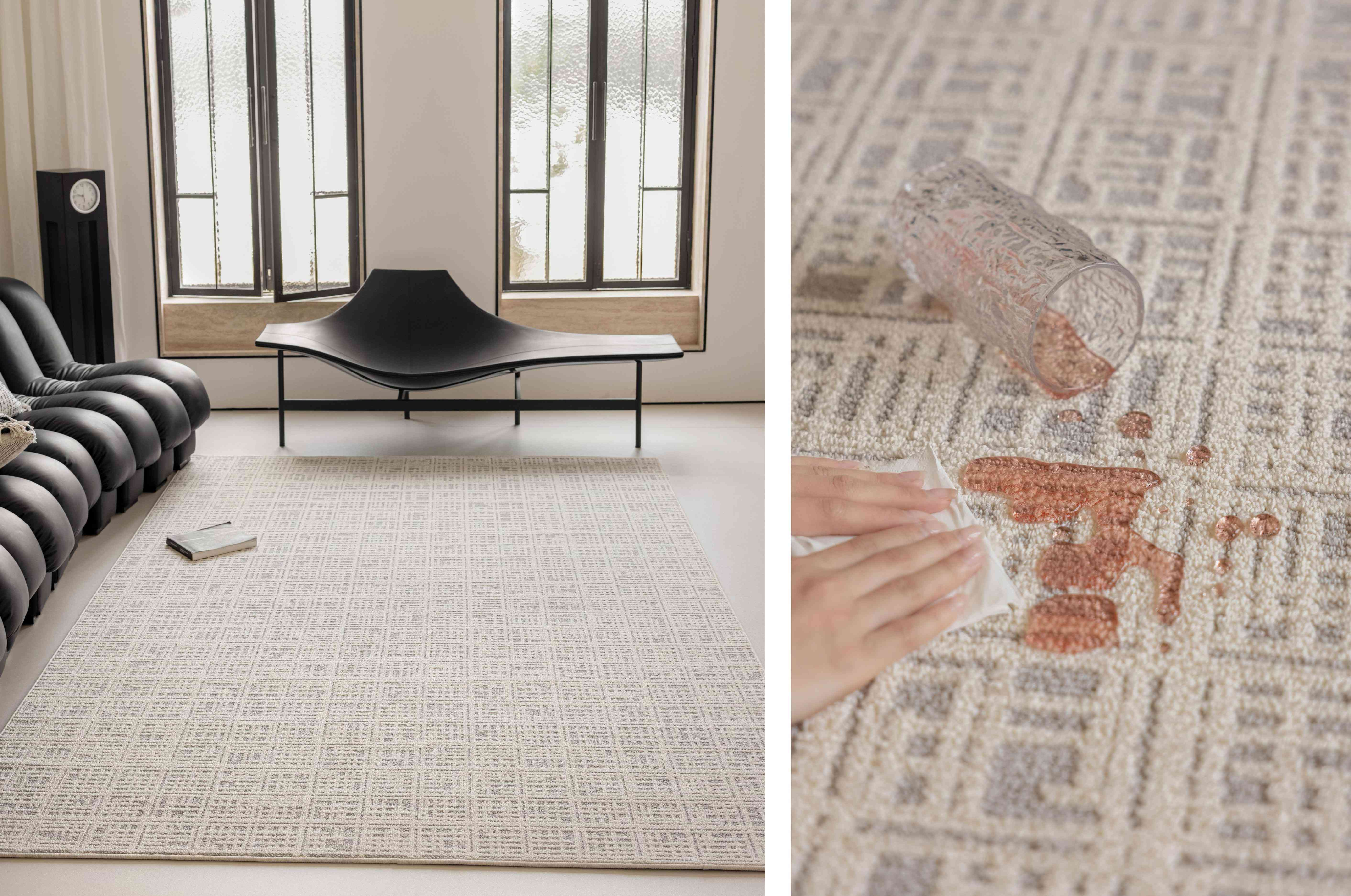 编织肌理米色现代防水地毯