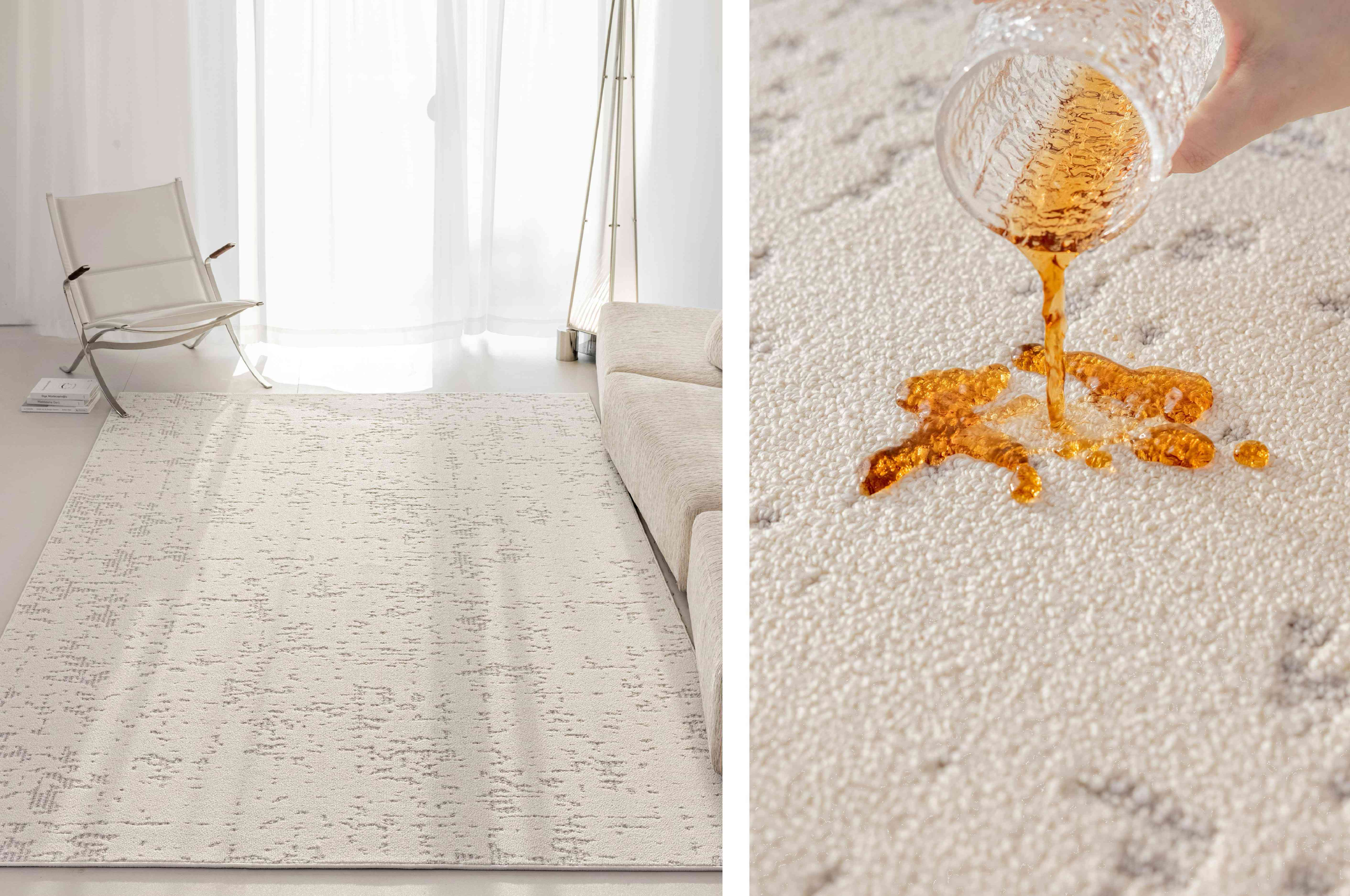 素雅象牙白抽象纹理防水地毯