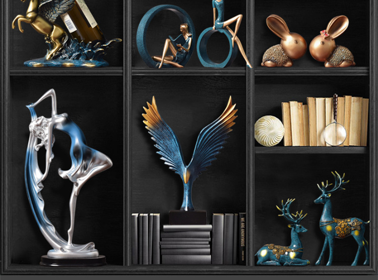 欧式轻奢树脂艺术雕塑摆件系列 蓝金色调