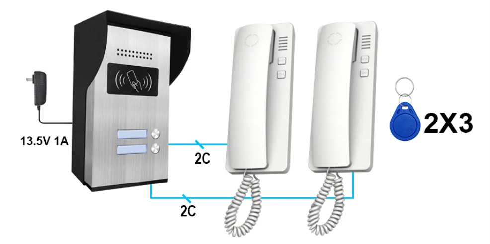 2线音频对讲系统 2 户套装
