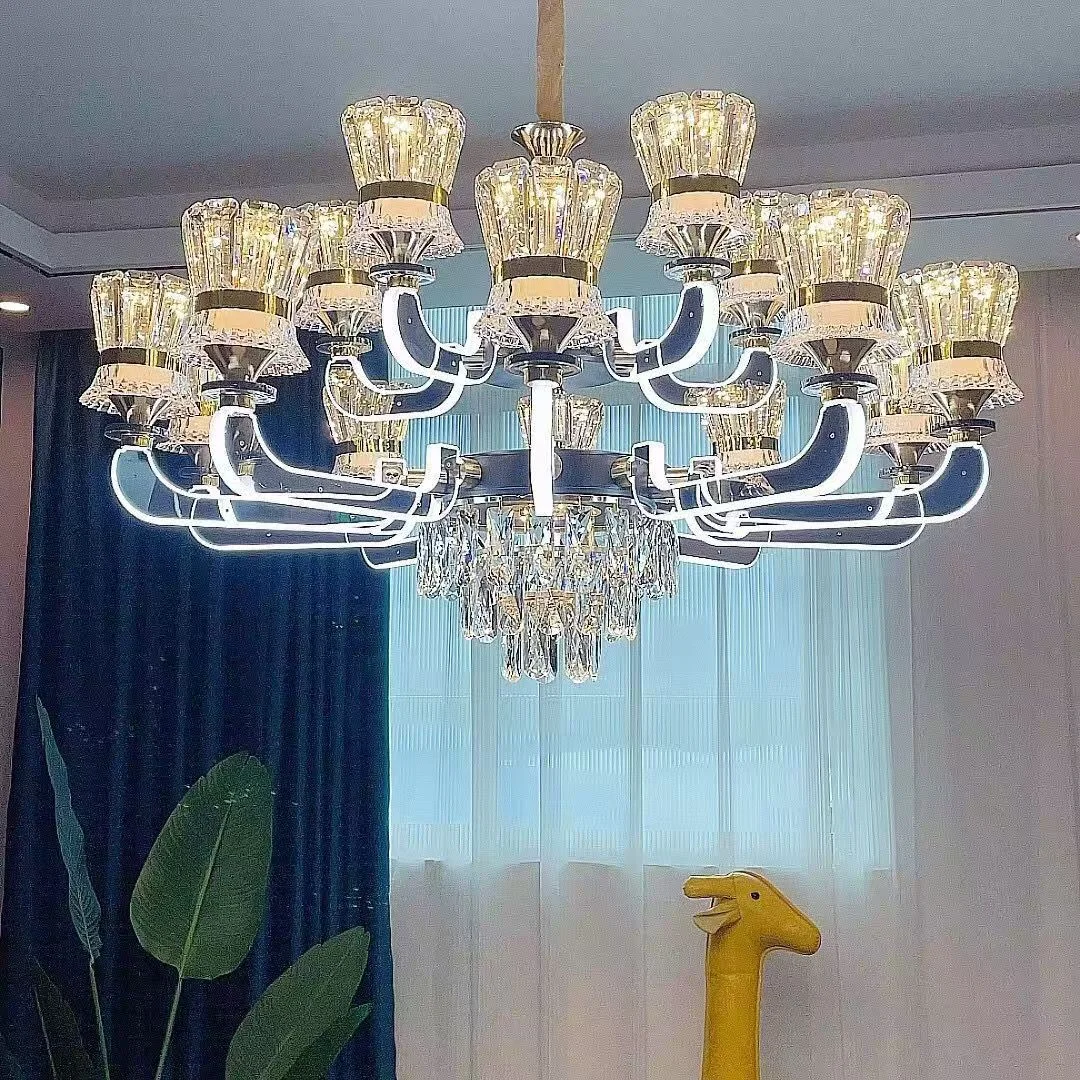 高档轻奢水晶吊灯灯臂发光灯具
